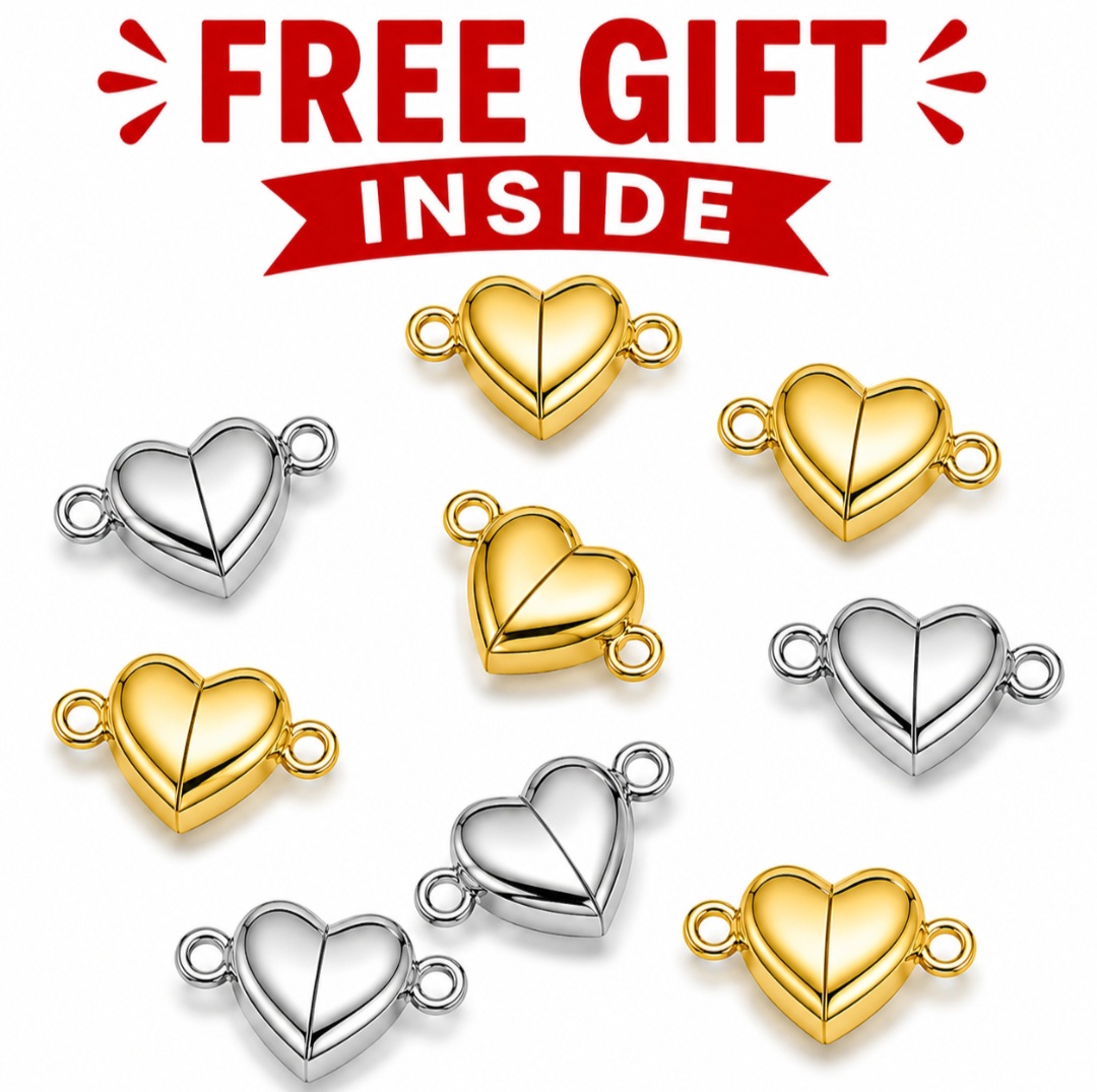 Heart Shape Magnetic Jewelry Clasps Gold & Silver | Strong Magnetic Connectors for Bracelet, Necklace & DIY Jewelry Making | Jewelry Making Accessories | Surprise Free Gift Included