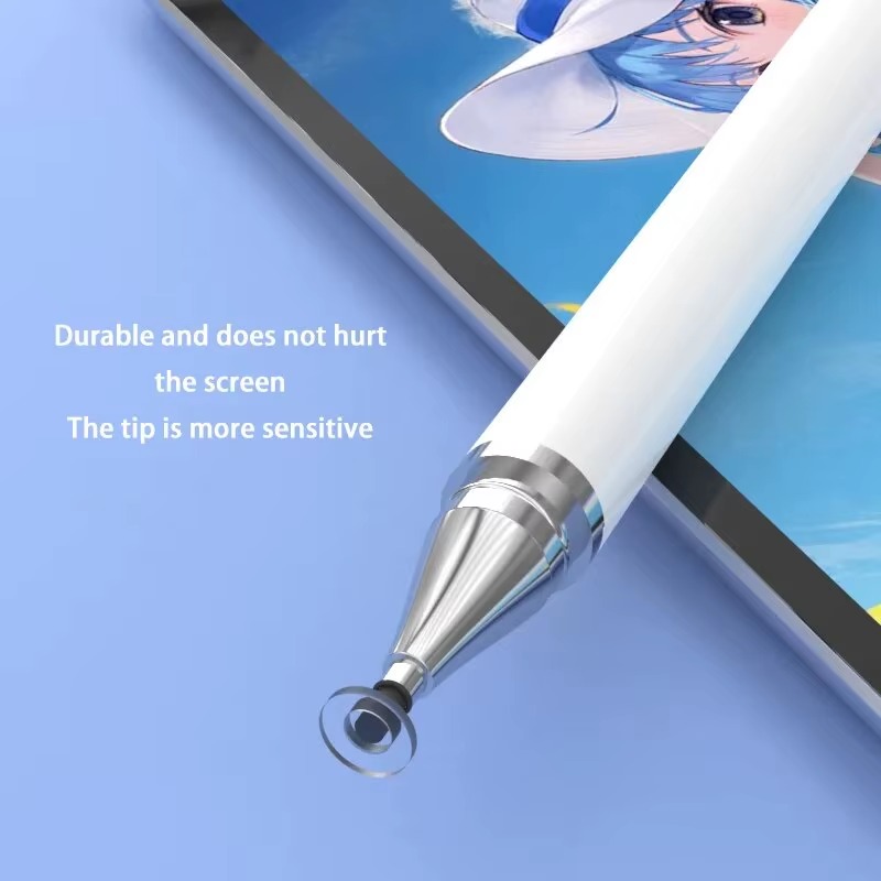 Touch Pen Stylus Pen 2 In 1 Universal Capacitive Touch Screen Stylus Touch Pencil Dual Tip Silicone Disc Stylus Pen for Android Tablet Mobile Laptop Drawing Writing No Charging Required