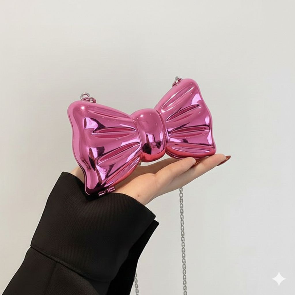 Trendy Acrylic Moon Shaped Base Box Mini Clutch for Girls | Luxury Oval Bow, Heart, Shell, Flower Shape Evening Handbag | Eid Festival, Party, Wedding & Formal Fashion Bag(Perfect Gift For Her)