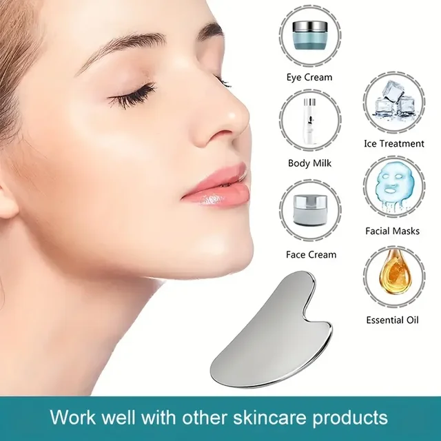 Premium Stainless Steel Gua Sha Tool – Facial Lifting & Skin Rejuvenation Scraper for Spa & Home Use