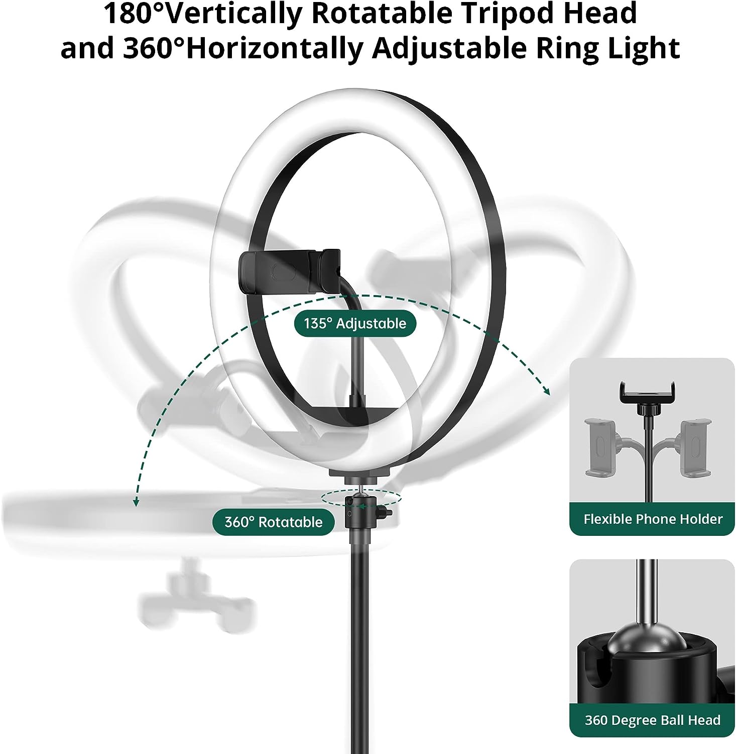 26cm LED Selfie Ring Light with 7ft Tripod Stand & Phone Holder - photo 6