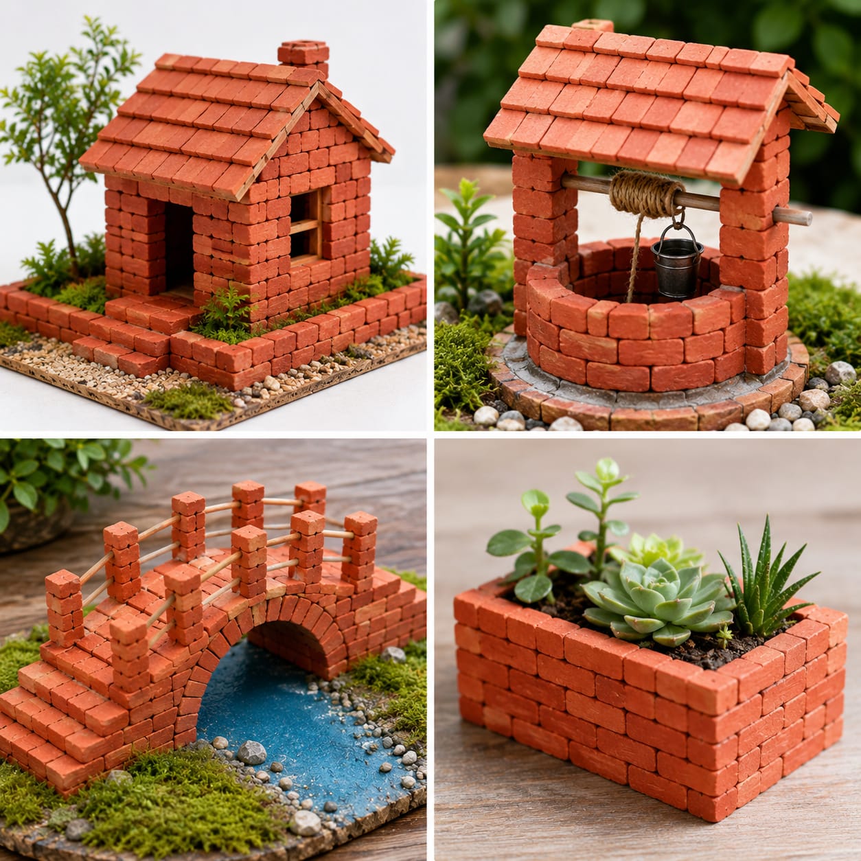 120 PCS Mini Clay Bricks | Handmade Mini Red Bricks for Doll House & Miniature Construction | Architectural Models, School Projects, DIY Crafts & Model Building
