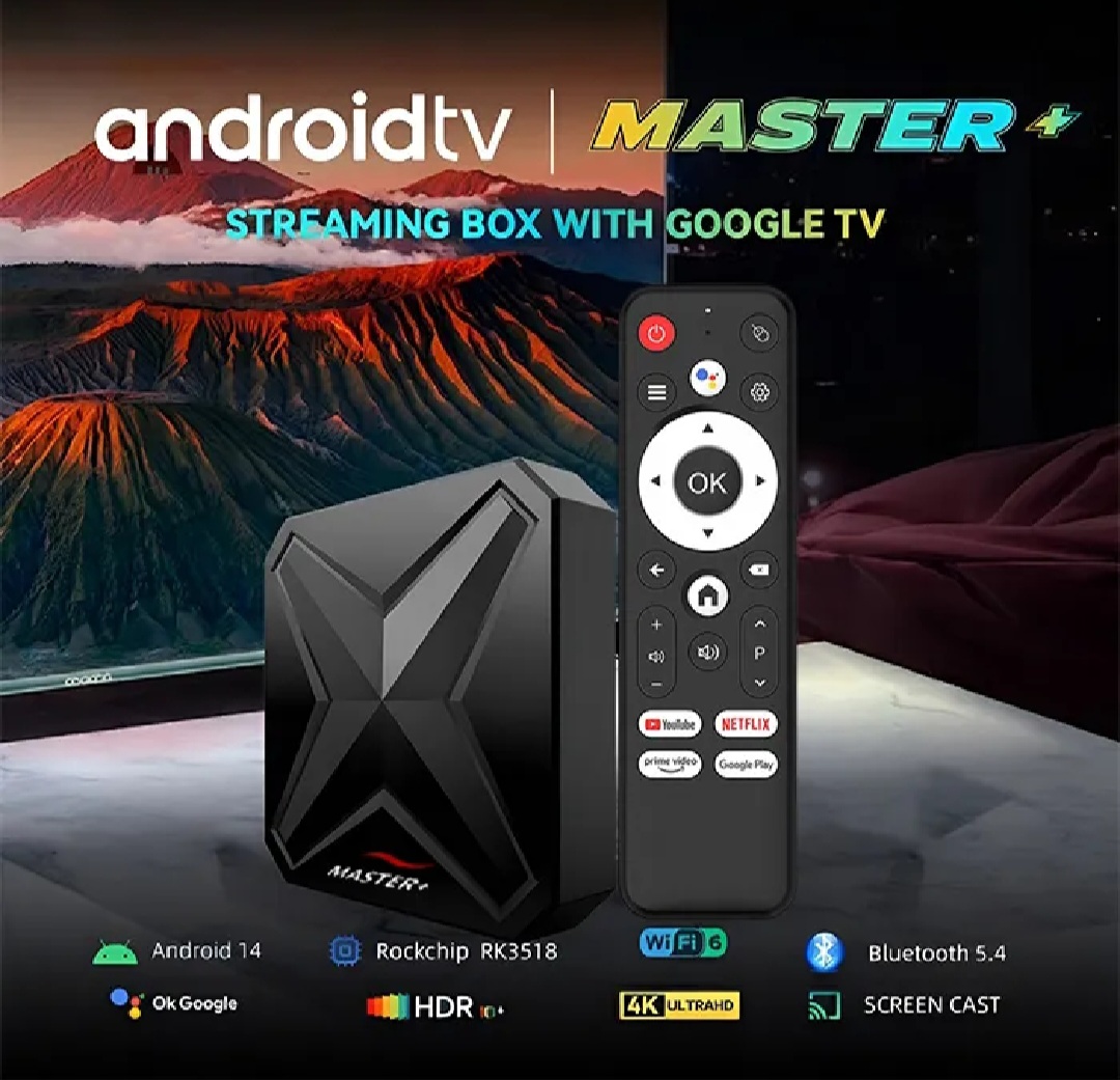 【Highly Recommended】MASTER+ Android TV BOX | Original 2GB RAM & 8GB ROM (Showing 8/128GB)| Android 17.1 | Bluetooth | voice Remote | Including Free Live TV Channels, Movies, & Webseries apps