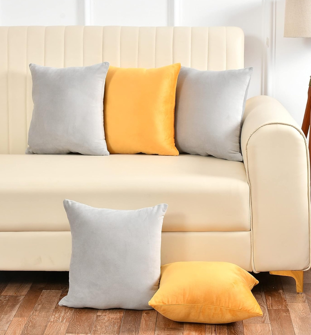 Pack Of 5 Plain Velvet Cushion Covers