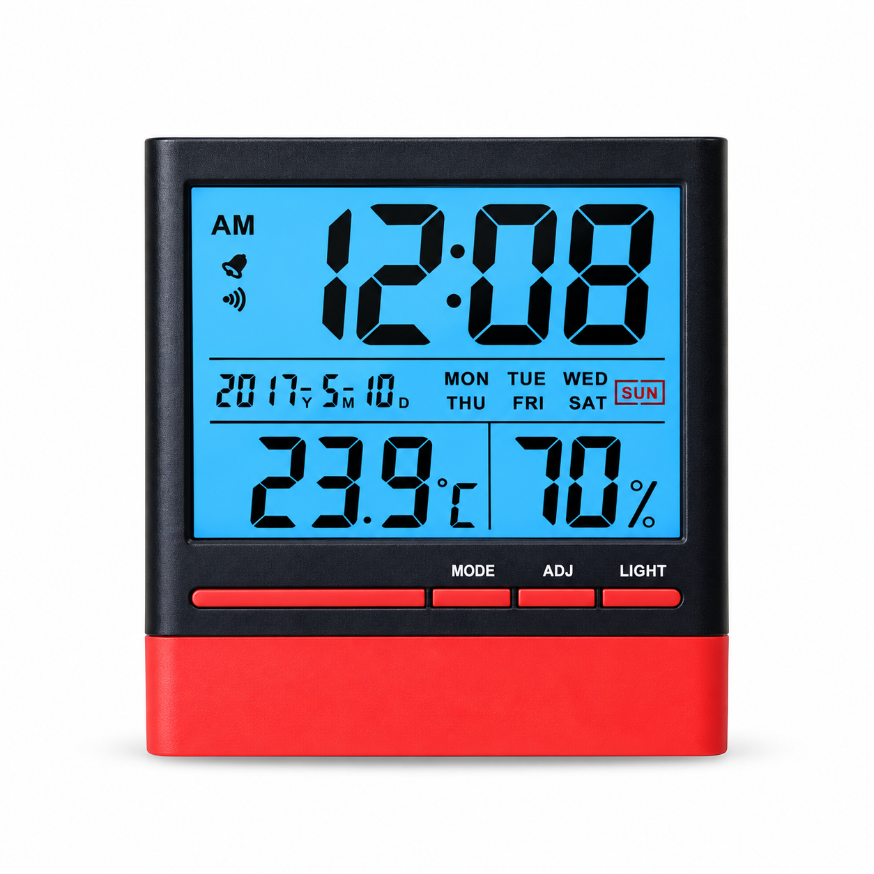 Indoor Outdoor Thermometer Hygrometer Clock Wall Hung Hang Thermometer For Outdoor Garden House Garage Indoor House Office Room