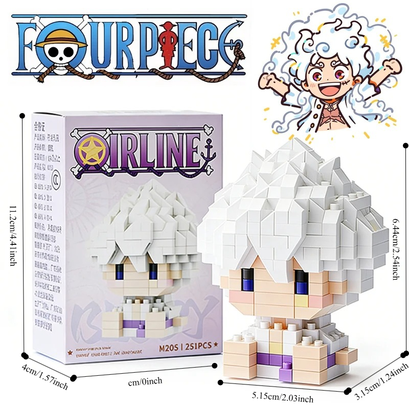ONE PIECE Sun God Nika Luffy Micro Building Block Chopper Ace Buggy 3D Anime Model Assembly Mini Bricks Figure Toys For