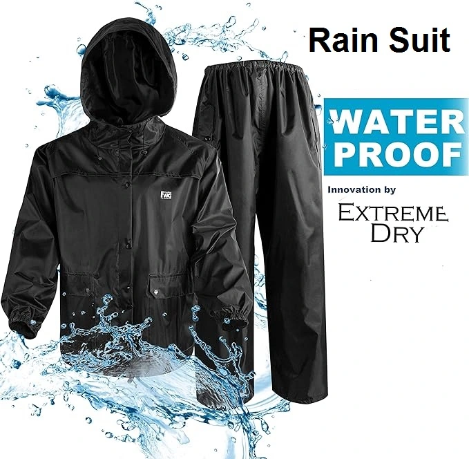 Rain Suit for Men / Suit For Bike Waterproof Raincoat with Pants Parachute Fabric FOG SUIT Moisture proof rainwear, Lightweight 2 Pieces Hooded Coat and Trouser, With Cap For Men And Woman fully Protector for Outdoor Activities.