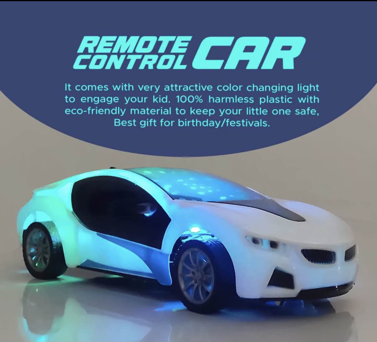 REM control car with 3D lights for kids