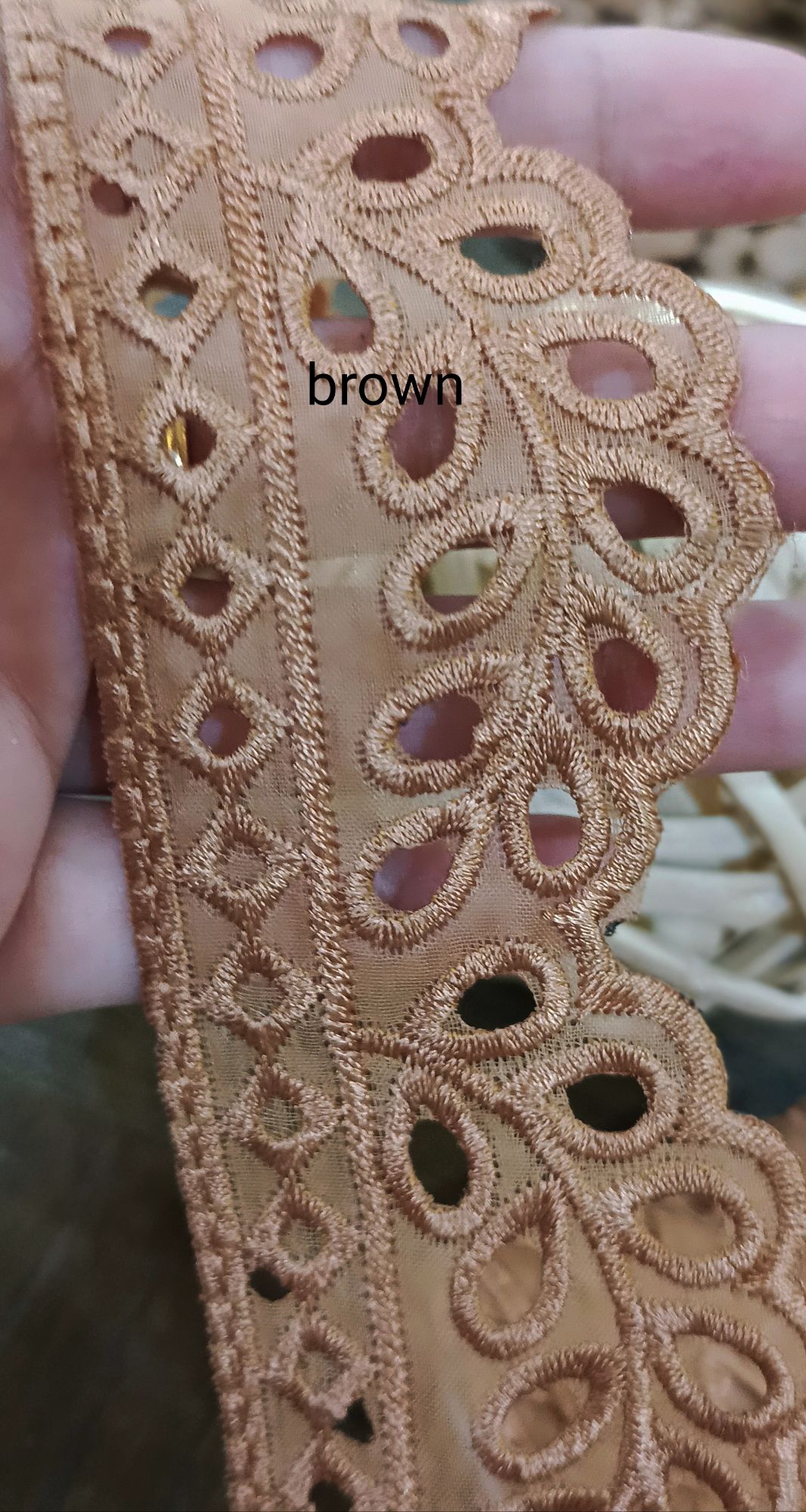 fashion one yard top quality organza cut work embroidery patch lace for clothes width 3 inches