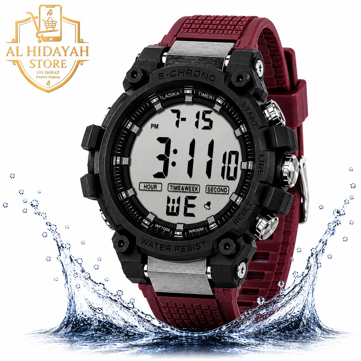 Original LASIKA S-CHRONO LED Digital Sports Watch for Men | Water Resistant | Alarm | Stopwatch | Large Display | Boys, Teens & Students | With Box