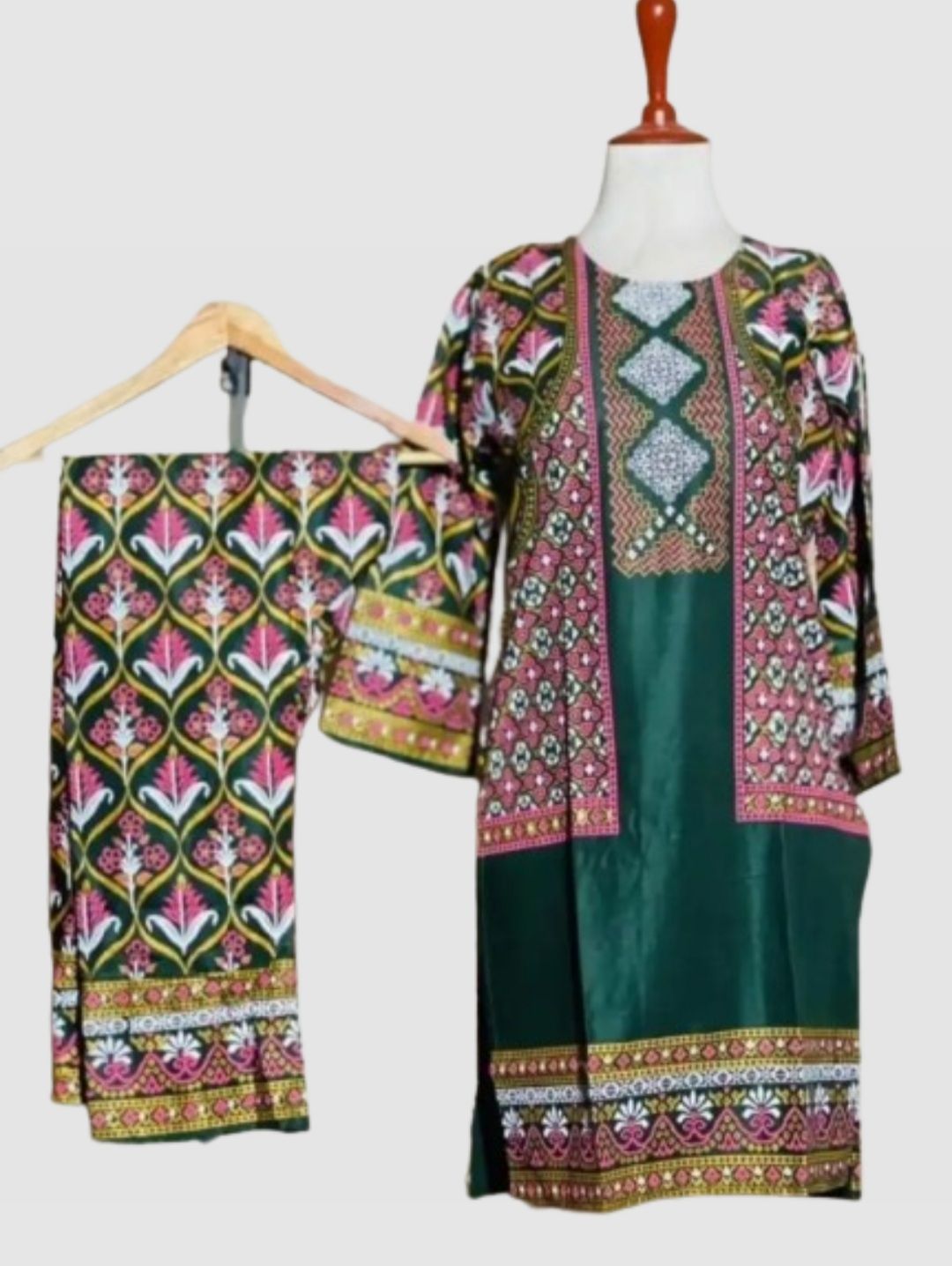 New stylish collection stitched 3D printed jacket 2pc dress for women and girls