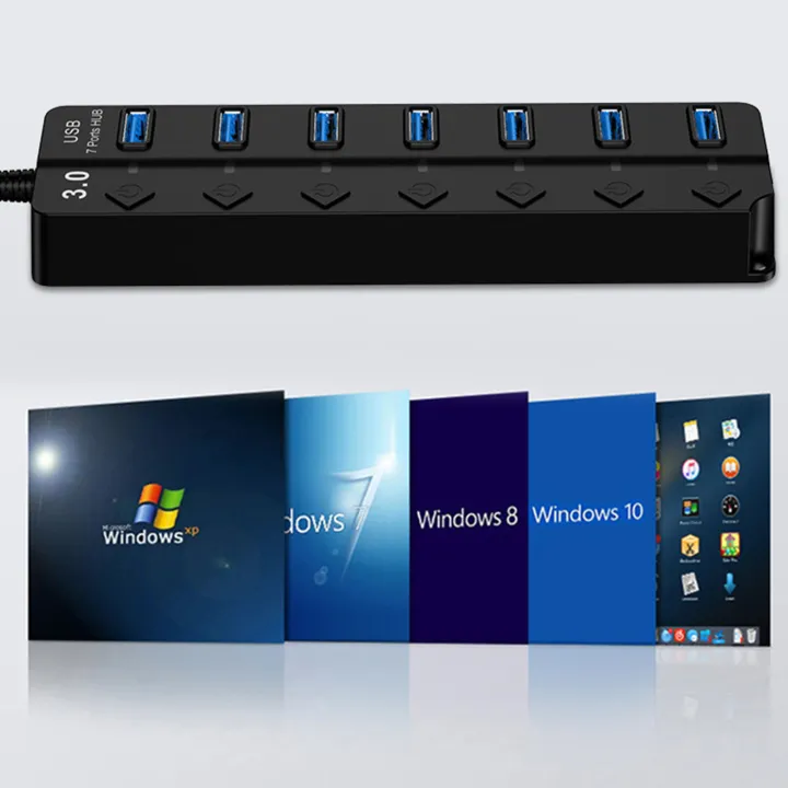 4 / 7 Port USB 3.0 Hub Multi Splitter Charger Power Adapter Multiple Expander Hubs With Switch For Laptop