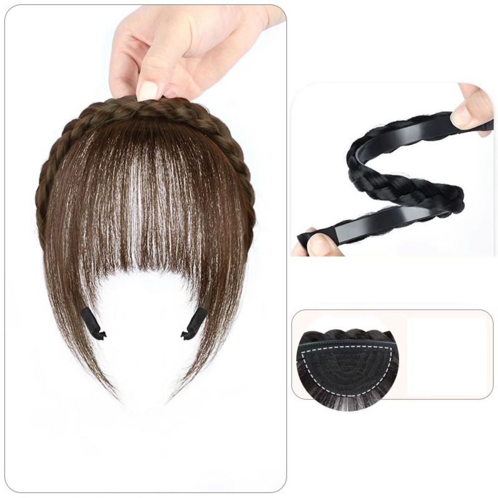 Fashion 3D Natural Bangs Invisible Middle Part False Bangs Synthetic Clip-In Side Fringe Hairpieces Women