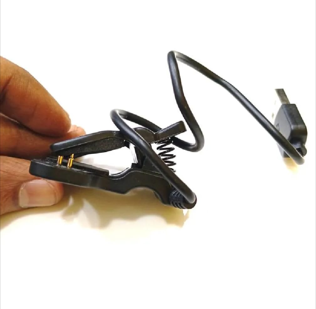 Universal USB Charging Clip Cable for Compatible Smart Fitness Band & Smart Watch – Fast Charging Magnetic Pin Charger – Black