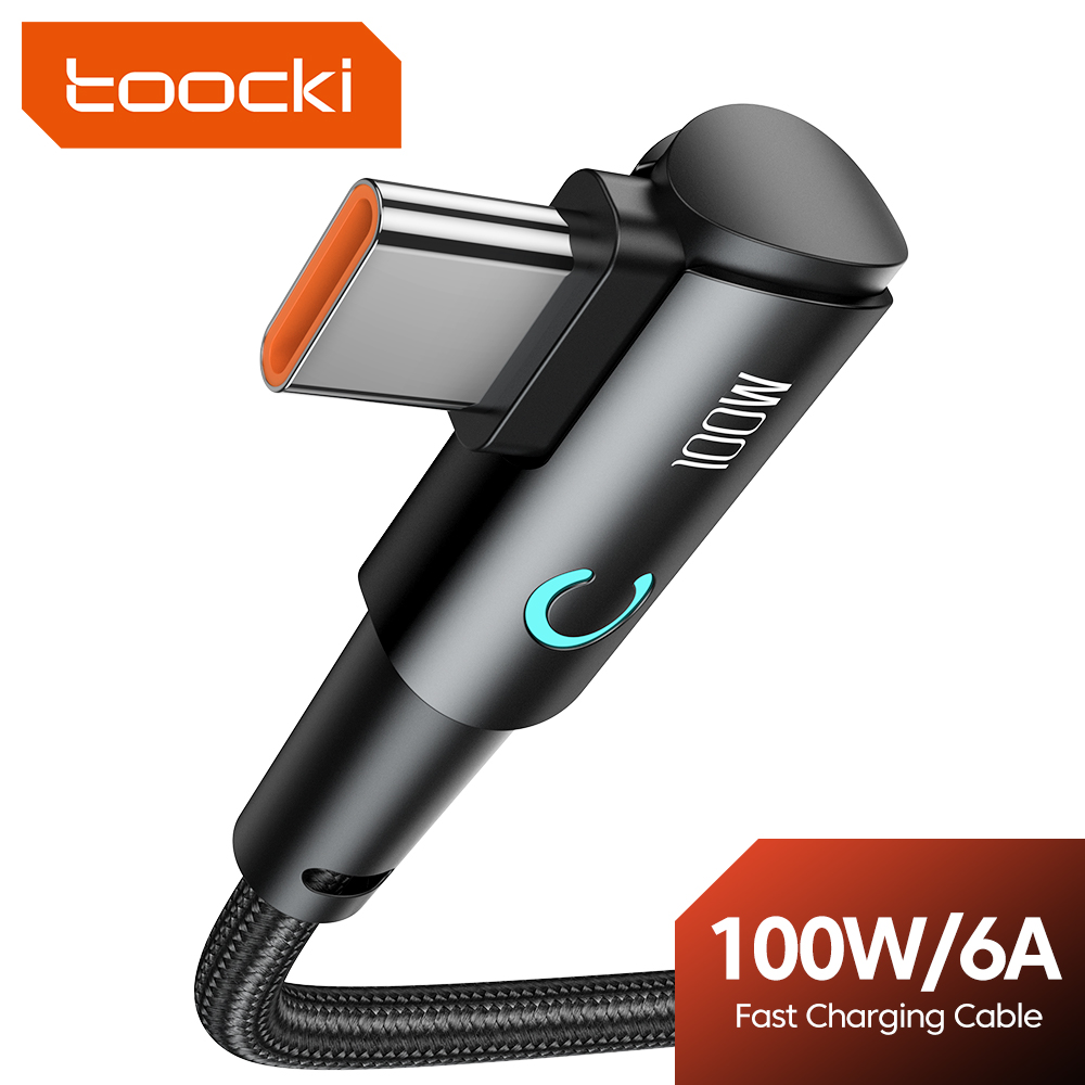 Toocki 90 Degree USB Type C To USB C Cable Fast Charging Gaming Elbow Data USB Cable Type C For    USBC Cord