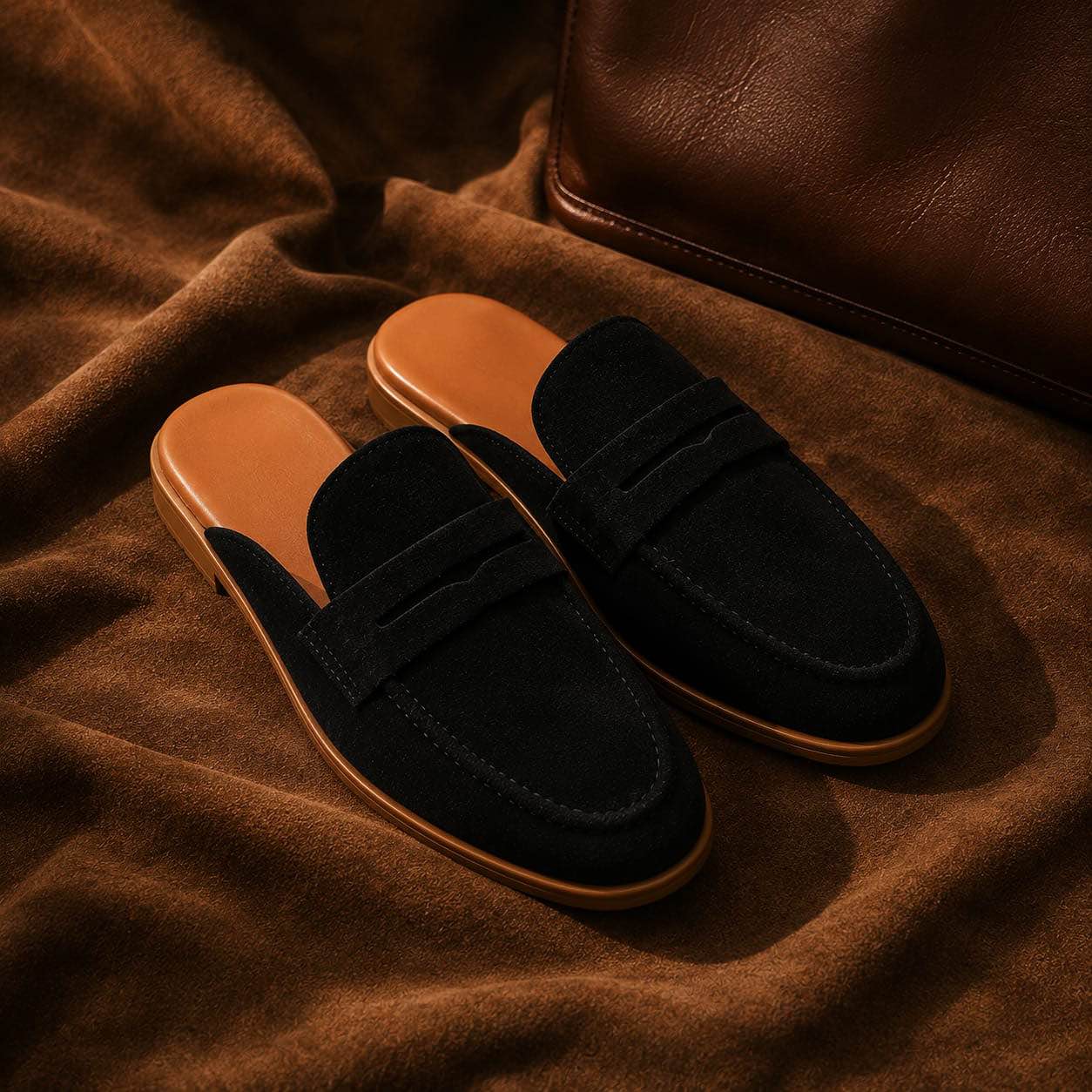 Premium Suede Leather Penny Loafers for Men - Casual Soft Sole Slip-On Shoes 👟