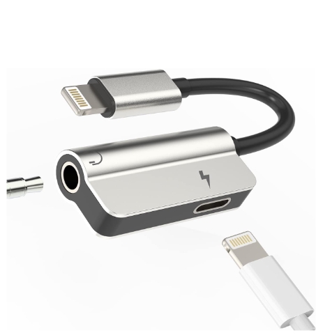2-in-1 Lightning to 3.5mm Earphone Jack Splitter Adapter | Fast Charging & AUX Converter | Direct Plug & Play (No Bluetooth Needed) | loS 17/18 Compatible