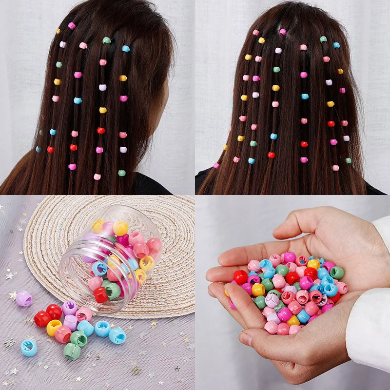 120 Pcs Hair Braids Maker Beads Headwear Cute Candy Colors Plastic Hairpins Hair Claw Clips For Women Girls Hair Accessories