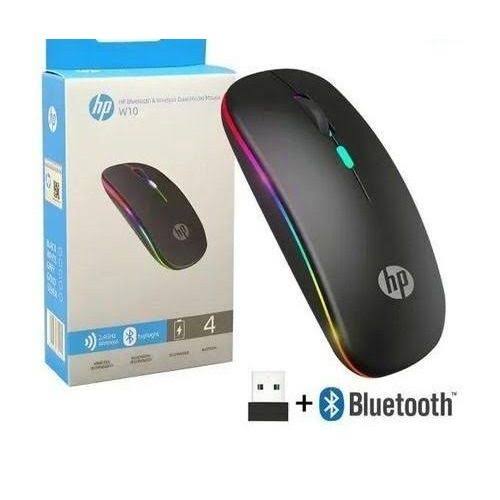 HP W10 Wireless Bluetooth Mouse with USB Receiver | RGB Light Ergonomic Mouse for Laptop & PC