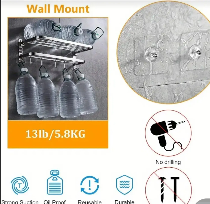 Wall Hook Sticker With Adhesive print and Heavy Duty Drill And Nail Free For Kitchen And Towel And Other Accessories