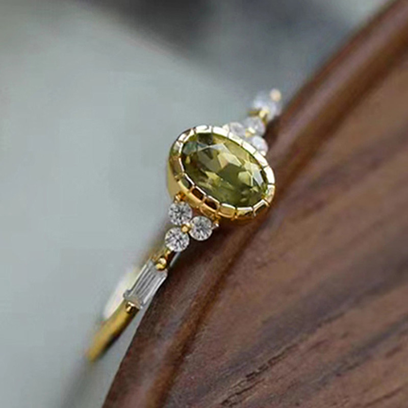 Huitan Unique Oval Olive CZ Rings for Women Temperament Elegant Female Accessories for Wedding Party Fancy  Trendy Jewelry