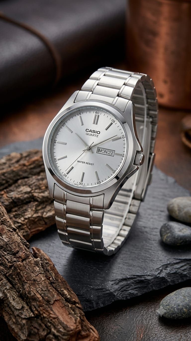 original  Casio watch full stillness steel watch and date din kae sath and Free box 🎁☑️ beautiful and sweet watch