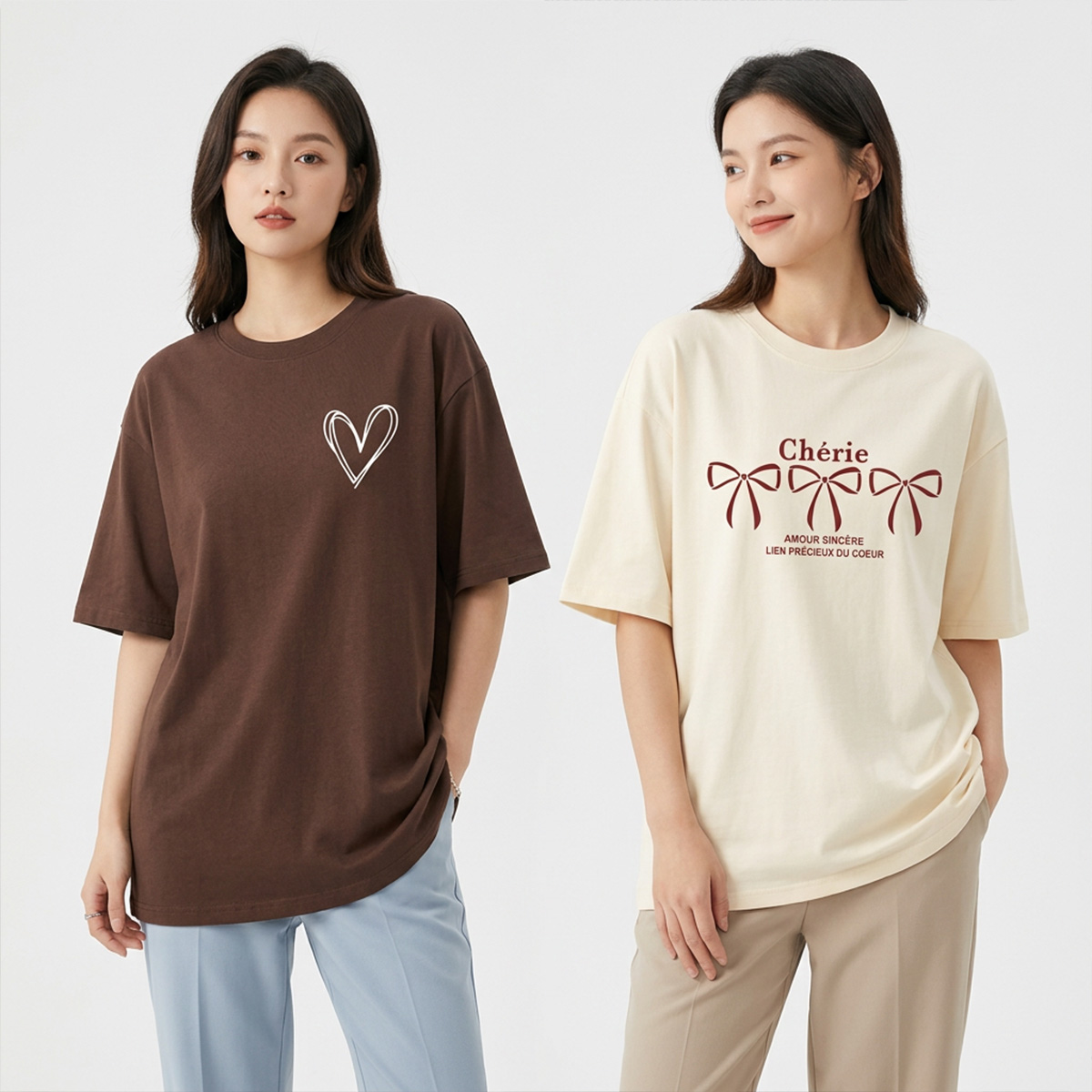 Stylish Graphic Print Half-Sleeve T-Shirt for Women â€“ Pack of 2