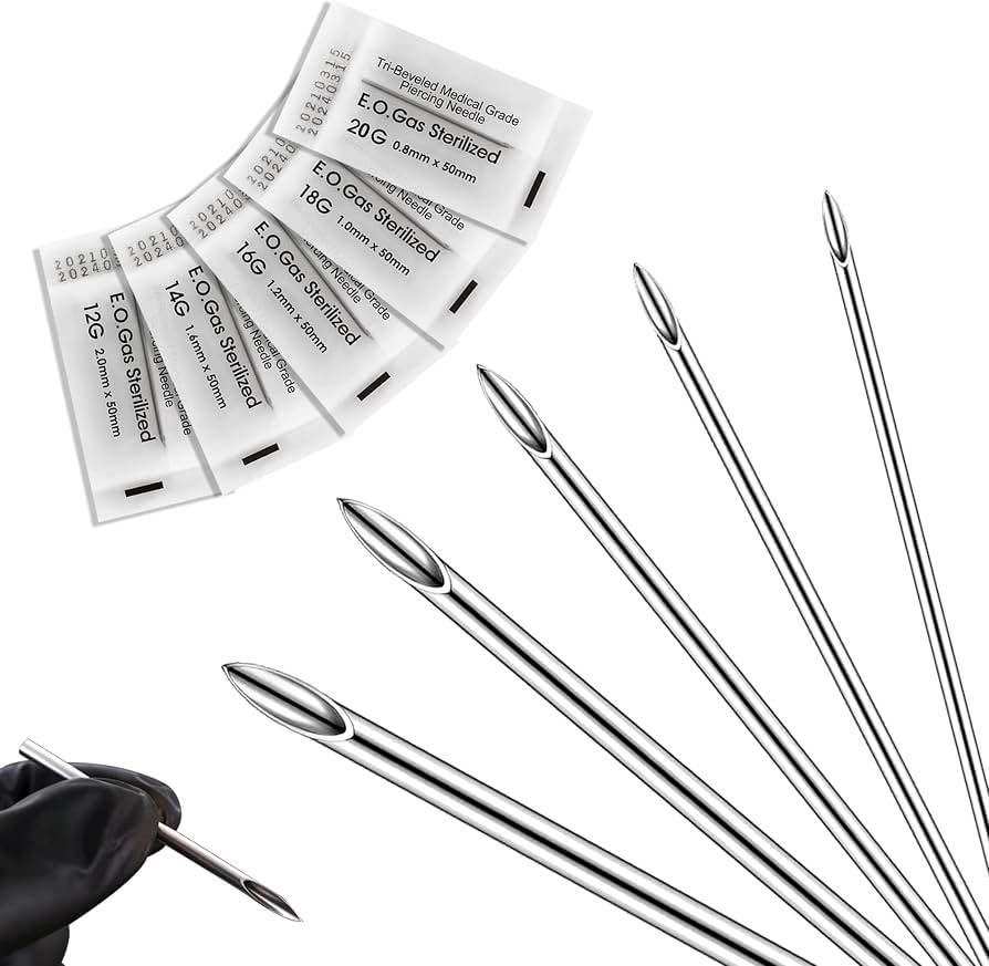 Piercing Needles -Sterile and Sealed (12G, 13G, 15G, 16G, 18G) See Description For Uses