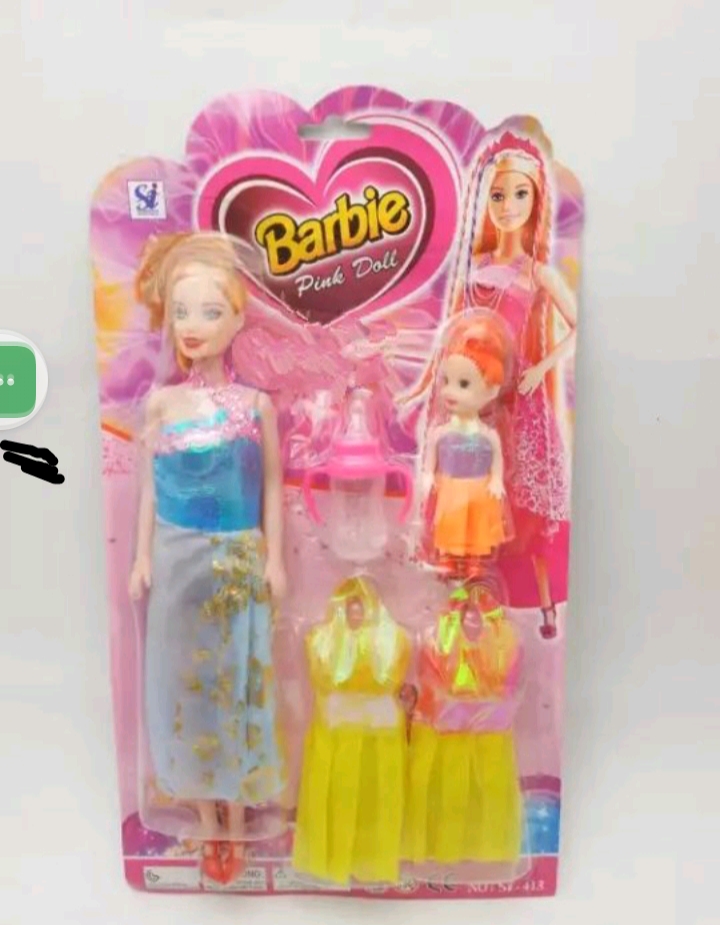 KARACHI Toy SHOP Dolls set toy Varieties are available for girls 1 Big size doll 1 Small size doll 2 Colorful dress for doll  1 Feder