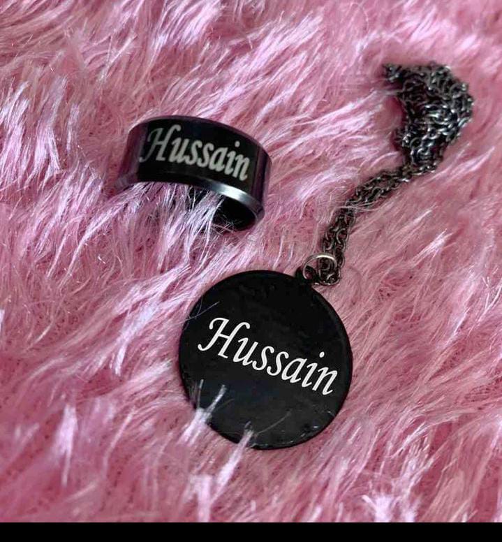 Customized Ring and Coin locket Set best quality stainless steel made with chain and free name engraving with gift box