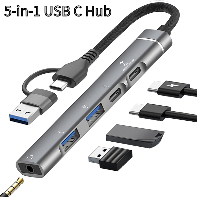 Type-C To 3.5mm Audio Adapter OTG USB Hub to Laptop Universal Computer Docking Station Splitter for PC Cmultiport Adapter