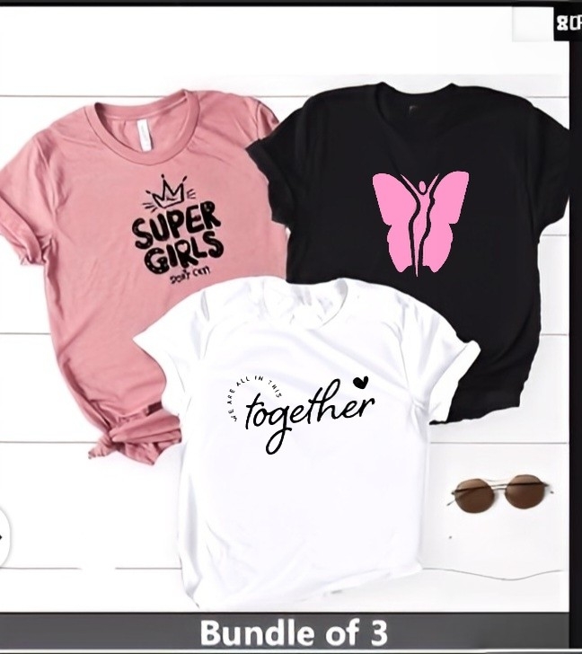 pack of 3 t shirt for gril and woman's summer collection
