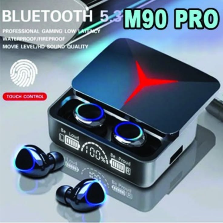 M10/M19/M25/X55/895B/M90/Air 31 TWS Wireless Bluetooth Earbuds - ENC Noise Cancellation, LED Display, Touch Control, Gaming Mode, Waterproof Headphones with Charging Case Compatible for Android & All Devices