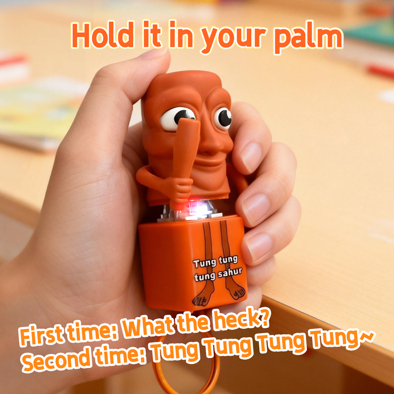 Tung tung tung Sahur Fidget Keyboard Clicker Keychain Anxiety Relief Stress Toy Keychain With sound and light Action Figure