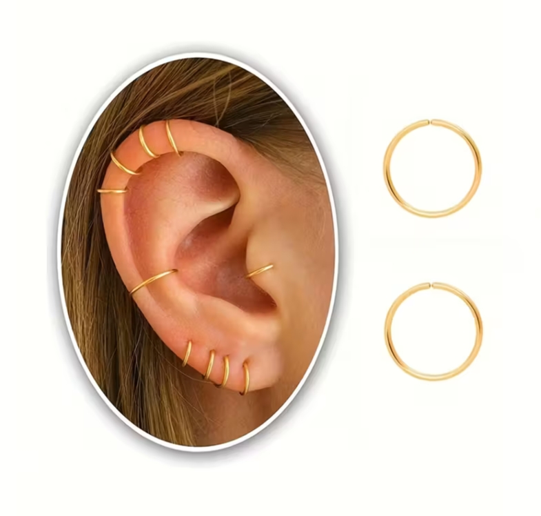 20pcs Titanium Non-Piercing Fake Ear, Nose & Lip Rings
