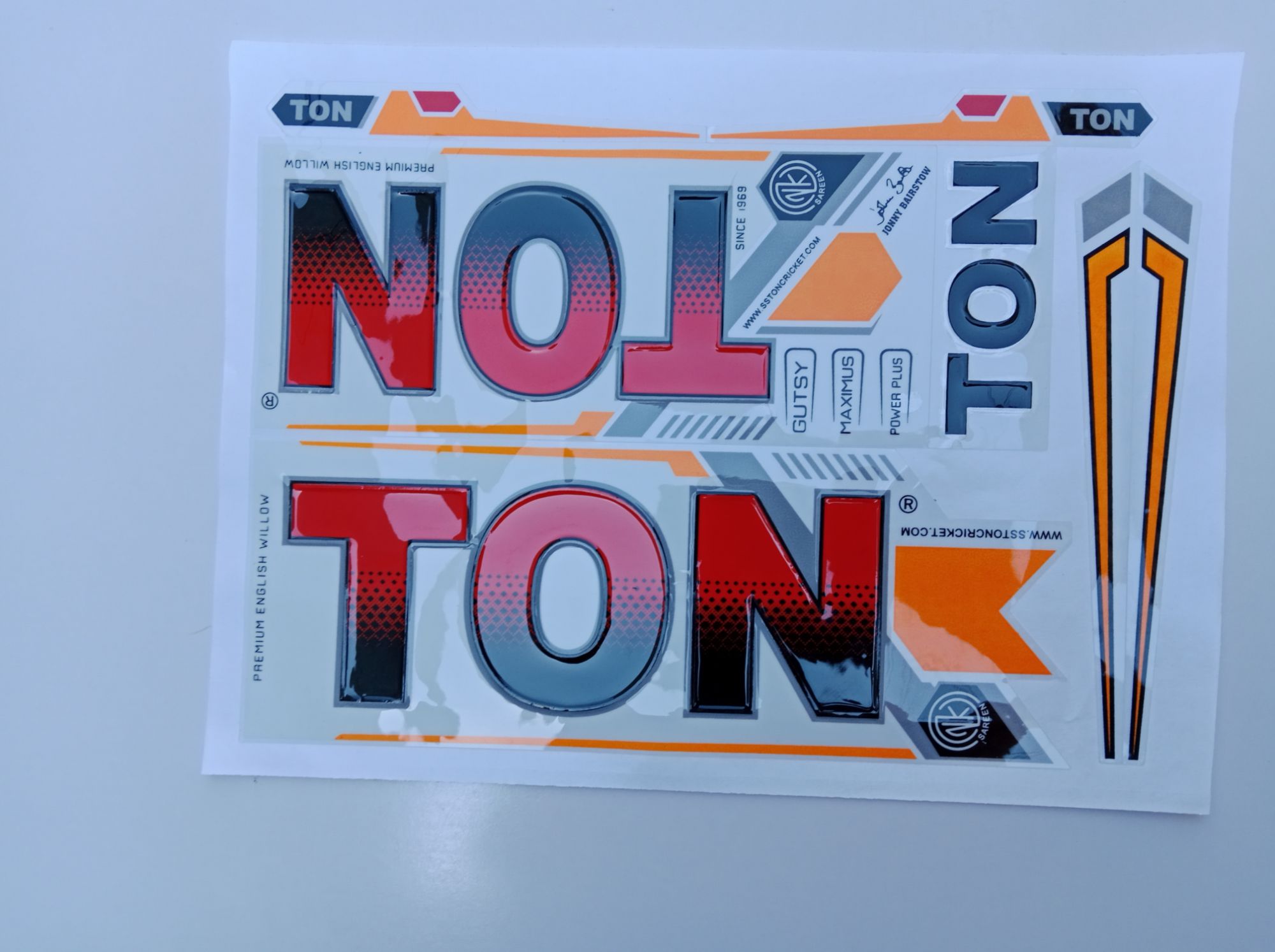 Ton Bat Sticker New 3D 2024 Latest TON Red & Orange Full Edition Top Quality Cricket ...