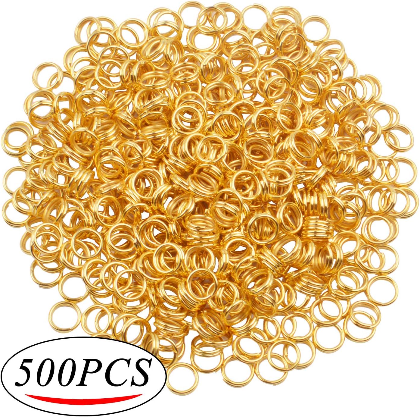 Jump Rings, 500 Pieces Golden Double Loop Round Split Rings Small Key Chain Hoops for Key Charms Jewelry Making, 6mm