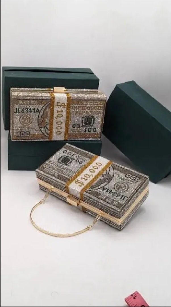 Dollar Style Clutch Purse For Women Rhinestone Evening  Hand Bag Elegant Money Bag