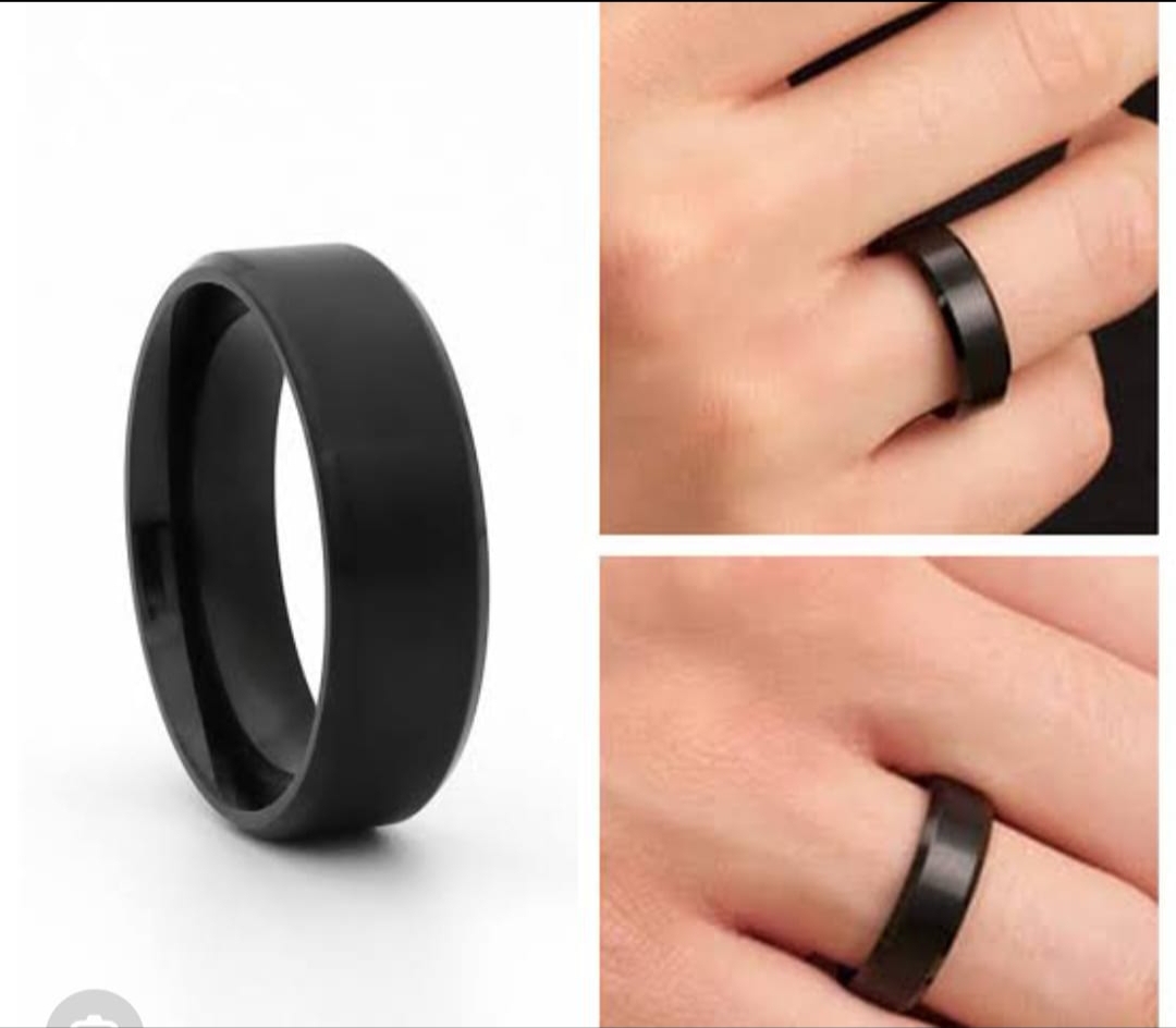 Unisex Ring Stainless Steel |Size 18 Black - 1 Piece