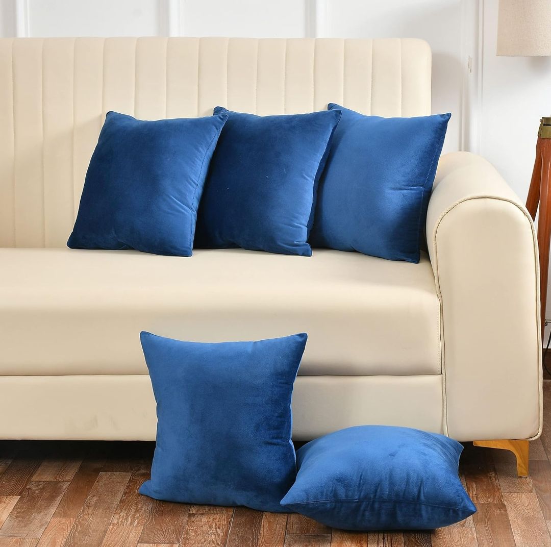 Pack Of 5 Plain Velvet Cushion Covers