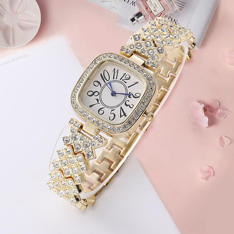 HOT DEALS NO 1 Fashion Luxury Vintage Diamond Square Watch Digital dial Quartz Women's Watch