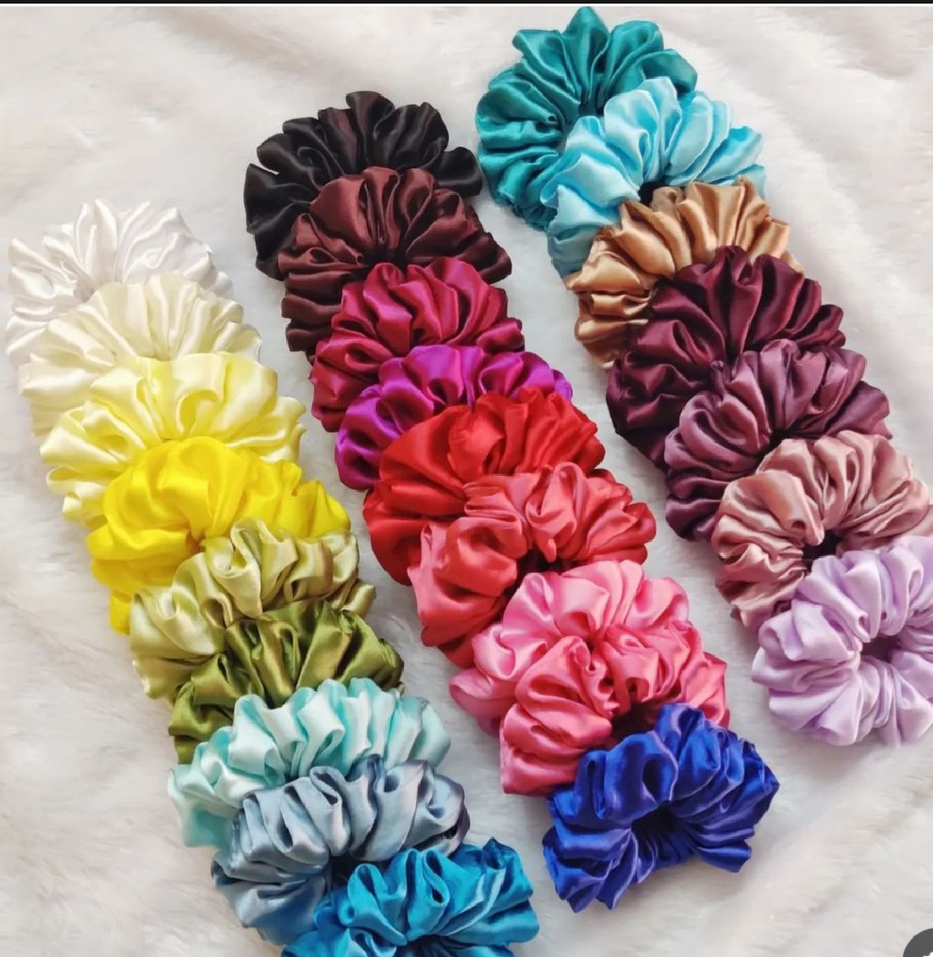 Premium Soft Silk Scrunchies Pack of 3 / 10 / 20 / 30 / 50 / 100 | Smooth Satin Hair Ties for Women & Girls | نرم سلک اسکرنچی پیک with different bundle