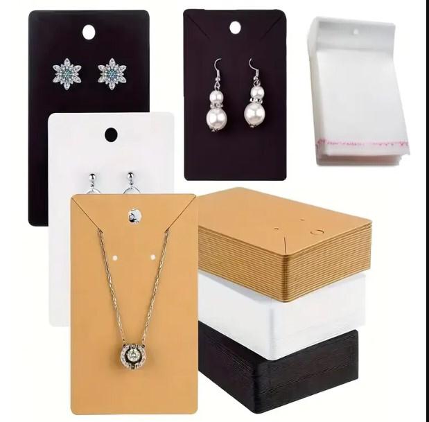25pcs Earring Display Cards with 25pcs Clear Poly Bags – Jewelry Display Packaging for Earrings, Studs & Small Accessories Earring display cards Earring holder cards  Clear poly bags for jewelry  Earring display packaging  Jewelry display cards with bags