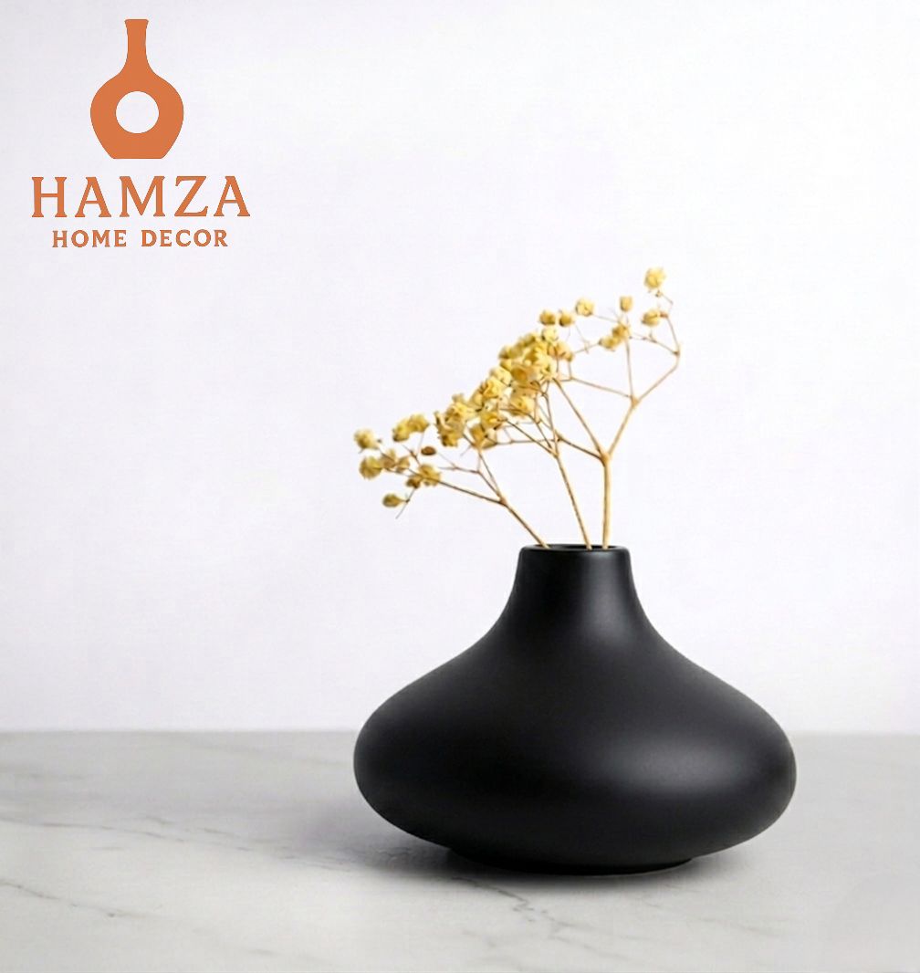 Black & White Minimalist Vase – Handmade Ceramic Home Decor Accent