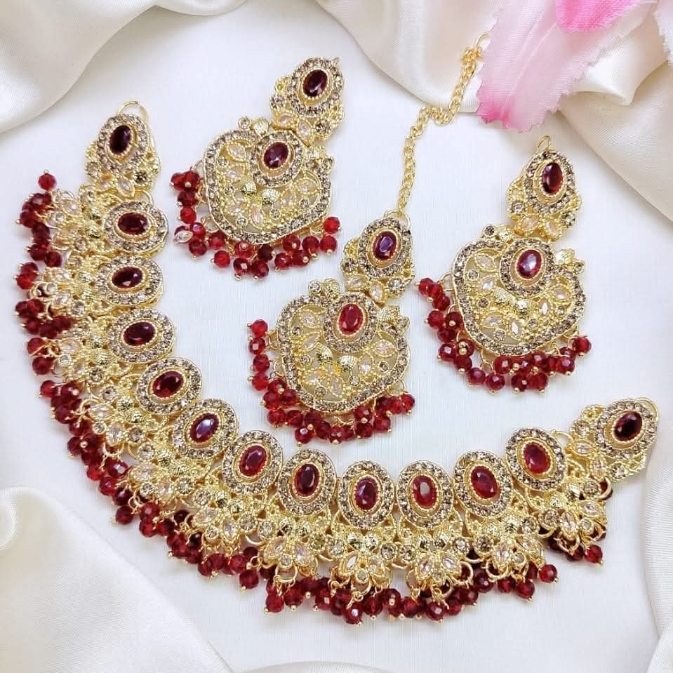 Fancy zircon Rajwari Necklace sets. Bridal zircon sets