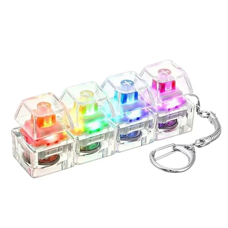 /LED Keyboard Keychain Fidget Toy Crystal Clicker Sensory Toy for Stress Relief Keyboard Keychain Fidget Gadget for Adults Kid*-