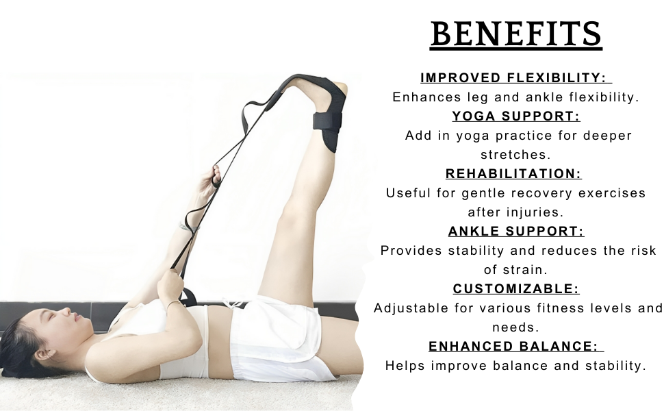 Yoga Foot & Leg Stretch Strap,Foot and Calf Stretcher Belt with Loops -Stretching Strap For Plantar Fasciitis, Heel Spurs, Foot Drop, Achilles Tendonitis & Hamstring , Gymnastic Hamstring Strength Training