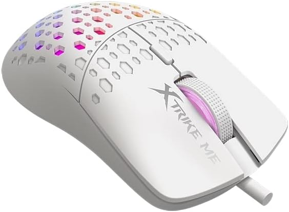 XTRIKE ME GM209W RGB Gaming Mouse - Optical Sensor 8,000 DPI - Lightweight Only 65G (White)