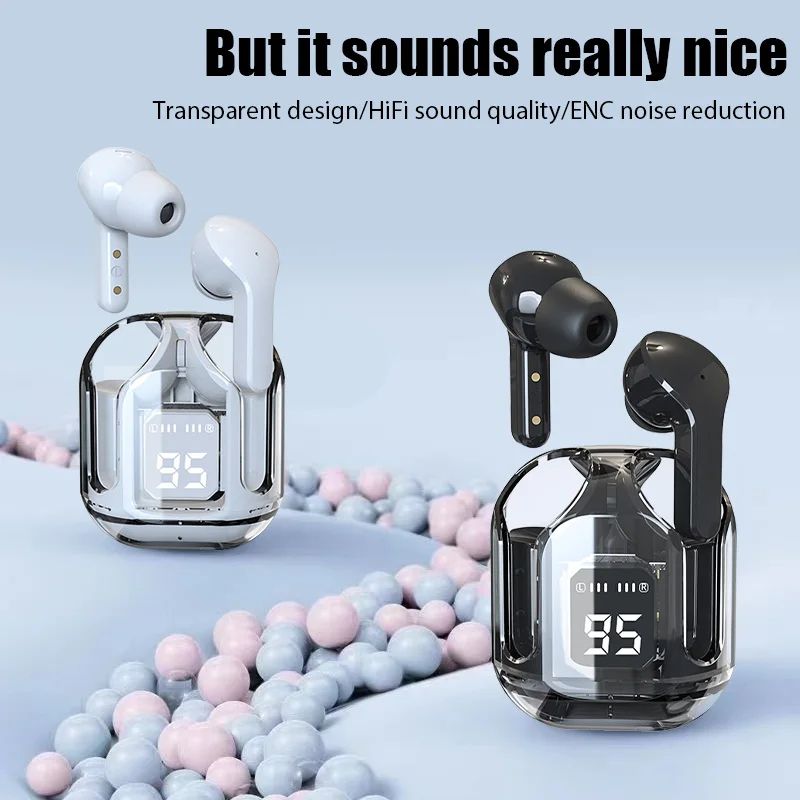 TWS Air 31 Wireless Bluetooth 5.3 Transparent Earbuds – Gaming Mode, Low Latency, Deep Bass, Touch Controls, Stylish LED Indicator, 30H Playtime, Fast Charging Case, Comfortable Fit, Universal Compatibility – Best Budget TWS Earbuds 2025