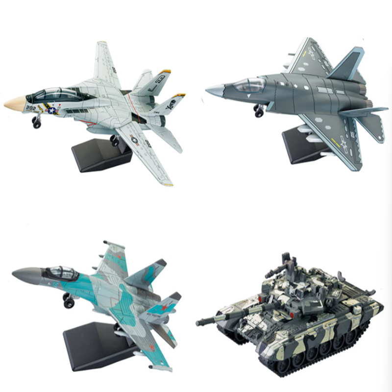 DIY  Model Building Block Toy F14 Tomcat J-35 Stealth Su35s Multi-Purpose Fighter T90 Main Battle Tank Boy Birthday 